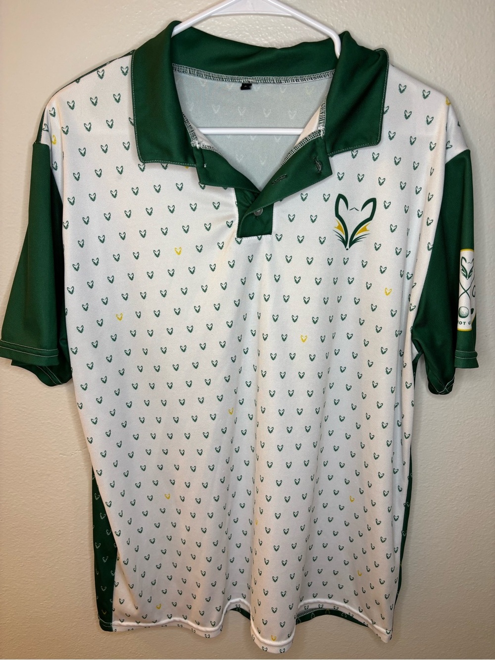 Foxtrot Golf Performance Polo Shirt Men’s Large Green White Fox Print Golf Shirt
